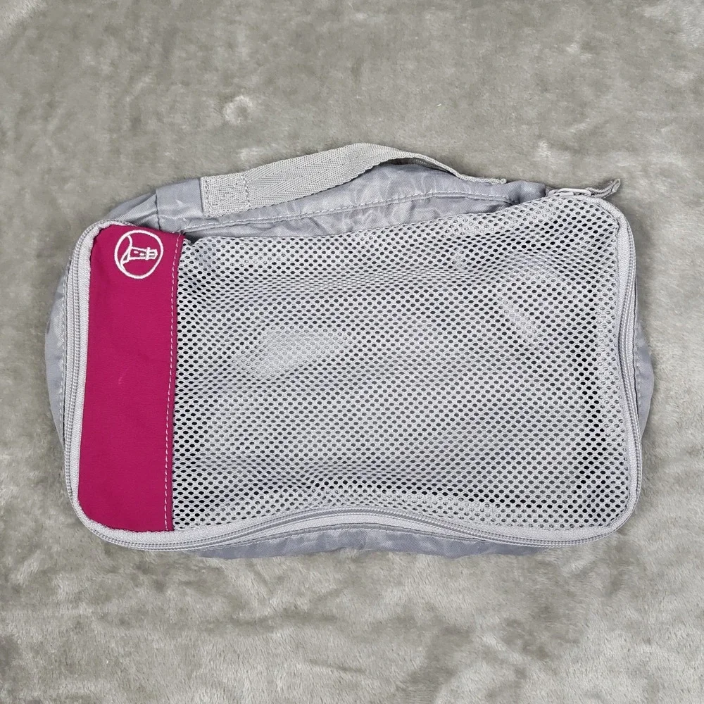 Lands End Packing Cubes Lot Of 2 Gray Pink Travel Organizers Compression Luggage